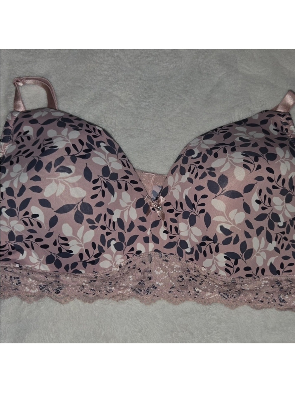 Floral Lace Longline Bra in Blush Pink Size 44D